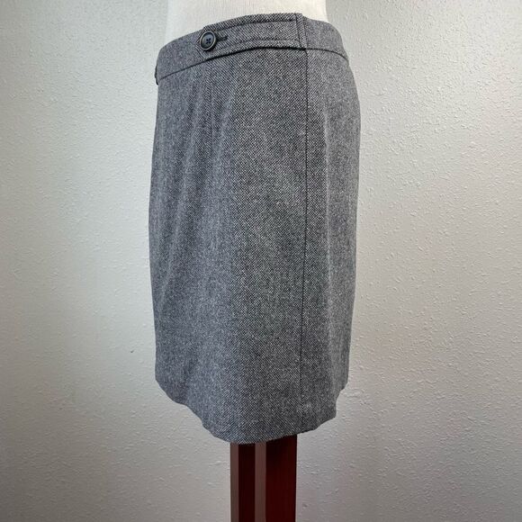 Loft Gray Wool Blend Midi Skirt Size 10 Petite EUC - Picture 3 of 8